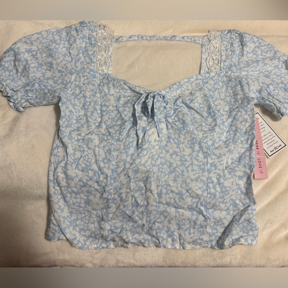 Floral Lace Trim Top